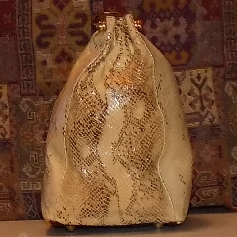 Marino Orlandi bucket bag snake embossed leather Italy - Picture 7 of 16